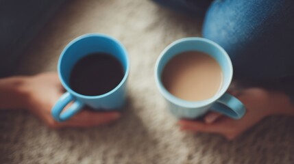 Warm Coffee and Tea Moment with Cups in Cozy Setting