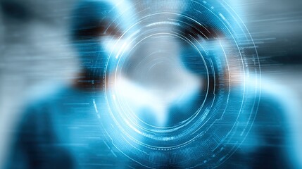 Abstract Digital Concept of Blurred Figures with Technology Background