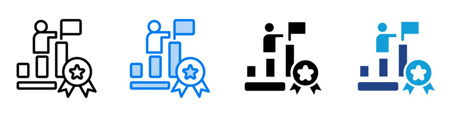 Achievement icon set multiple style collection