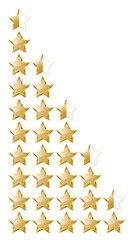 PrintGolden stars pyramid vector illustration showing rating levels from half star to five stars. Perfect for reviews, feedback, apps, hotels, ecommerce, and award evaluation designs.