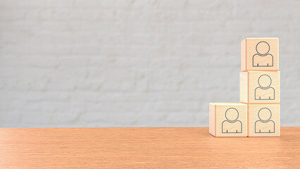 The Icon man on wood cube for Human Resources or Business concept 3d Rendering.