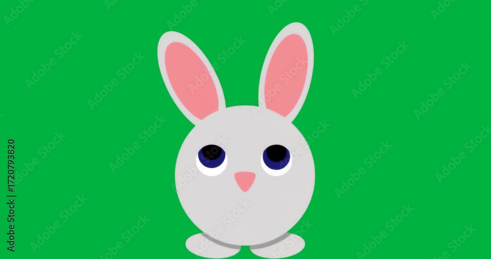Poster rabbit character appearing on transparent background, illustrating tech design with vector charts