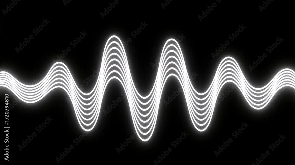 Poster abstract white wave animation on black background seamless loop motion graphics design
