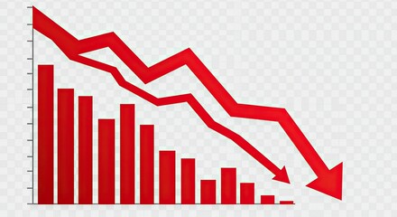 Red graph showing a downward trend, indicating loss or decline.