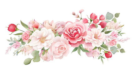 Watercolor Hand Drawn Flowers Bouquet Wreath Eucalyptu