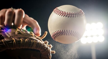 Baseball Player Catching Ball in Focus.