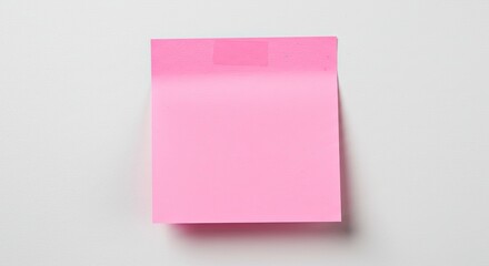 Pink sticky note on a white background, ready for a message.