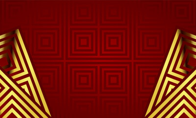 Luxury aesthetic modern abstract red background with golden diagonal geometric pattern