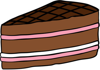 Chocolate Strawberry Cake Slice Illustration