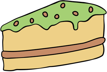 Chocolate Matcha Cake Slice Illustration