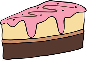 Chocolate Strawberry Cake Slice Illustration
