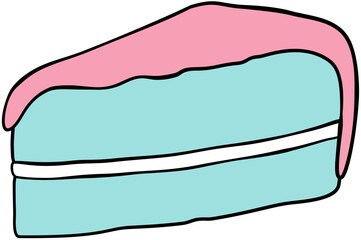 Strawberry Milk Cake Slice Illustration