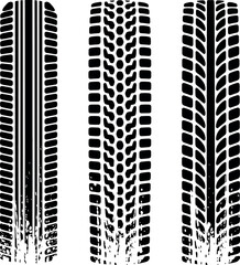 Three distinct tire tread patterns showing different grip and traction designs vector