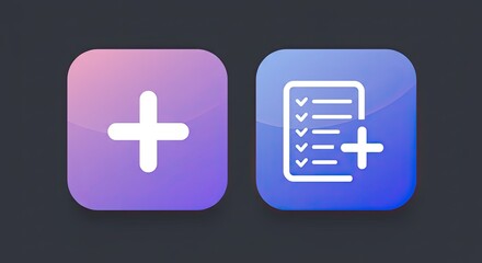 Two app icons: Add new item and add to list.