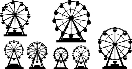 Ferris wheel silhouette vector, Carnival ferris wheel icon vector
