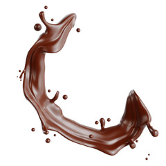Realistic 3D Floating Chocolate Splash