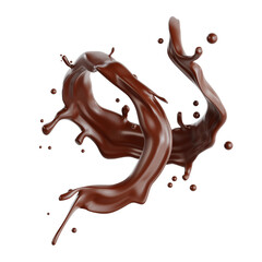 Realistic 3D Floating Chocolate Splash