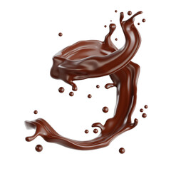 Realistic 3D Floating Chocolate Splash