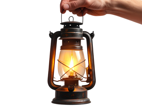 Guiding Light: A hand delicately holds a vintage lantern illuminating with warm, inviting light. The lantern's antique design creates a sense of nostalgia, the image symbolizes guidance.