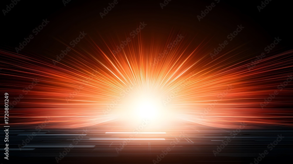 Poster a dynamic burst of orange and white light dominates the image, radiating outwards from a central poi