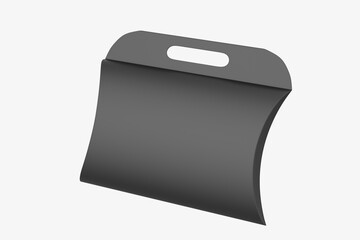 Kraft Paper Pillow Box with Handle Mockup Isolated On White Background. 3d Illustration