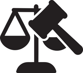 Silhouette law and order icon representing justice, legal authority, court, police, and governance.