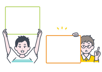 フリップボードを持つ男の子のイラスト素材