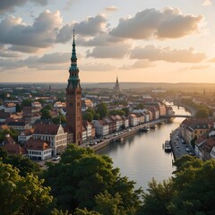 Obraz premium beautiful european city, travel to europe, World-class city, city of romance,, AI Generative
