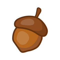 Kawaii acorn. Autumn Vector illustration of a cute cartoon brown acorn on a white background.