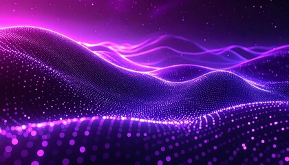 Fototapeta premium Abstract purple and pink glowing wave particles