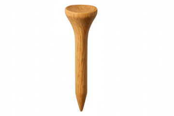 Wooden golf tee, natural wood texture, golfing equipment for sport and leisure, transparent background