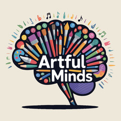 National Day of Arts in Care Homes vector with abstract art, elderly creativity, healing symbols, intergenerational connection, and artistic therapy. Flat, solid color illustration celebrating creativ