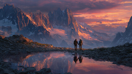 Watching Sunset Over Majestic Mountain