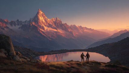 Watching Sunset Over Majestic Mountain