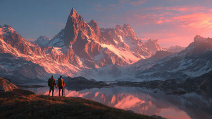 Watching Sunset Over Majestic Mountain