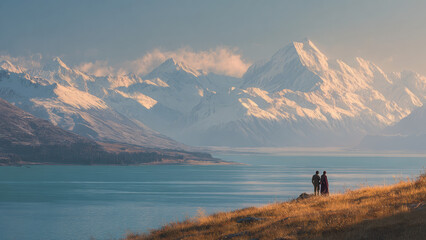 Watching Sunset Over Majestic Mountain