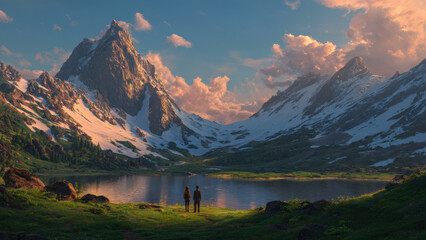 Watching Sunset Over Majestic Mountain