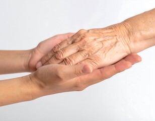 Fototapeta premium Two hands clasped together, showing care and connection