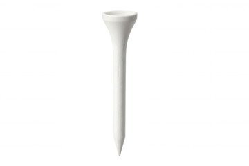 White wooden golf tee for sports equipment and golf game accessory, isolated with transparent background