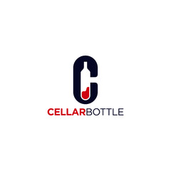 C Bottle wine modern logo design ideas
