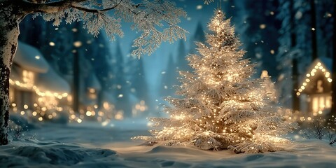 A picture of a large Christmas tree decorated with many lights for Christmas