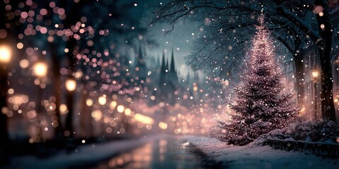 A picture of a large Christmas tree decorated with many lights for Christmas
