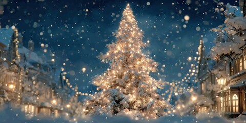A picture of a large Christmas tree decorated with many lights for Christmas