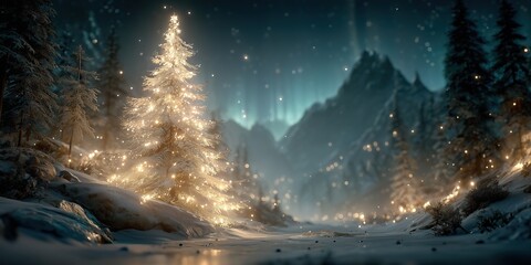 A picture of a large Christmas tree decorated with many lights for Christmas