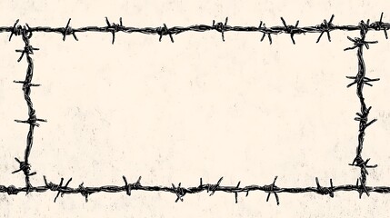 Barbed wire frame border.  Grunge, edgy design element.