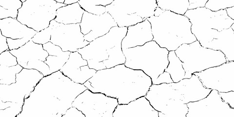 black and white dust and cracked concrete wall Texture pattern design element white background.