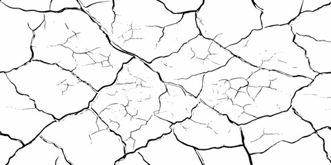 black and white dust and cracked concrete wall Texture pattern design element white background.