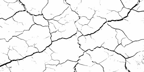 black and white dust and cracked concrete wall Texture pattern design element white background.