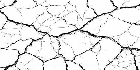black and white dust and cracked concrete wall Texture pattern design element white background.