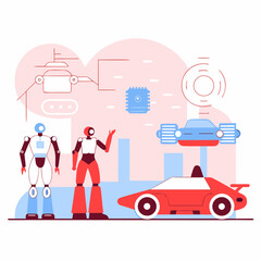 Futuristic Technology and Digital Innovation in AI, Big Data, and Cloud Computing Illustration